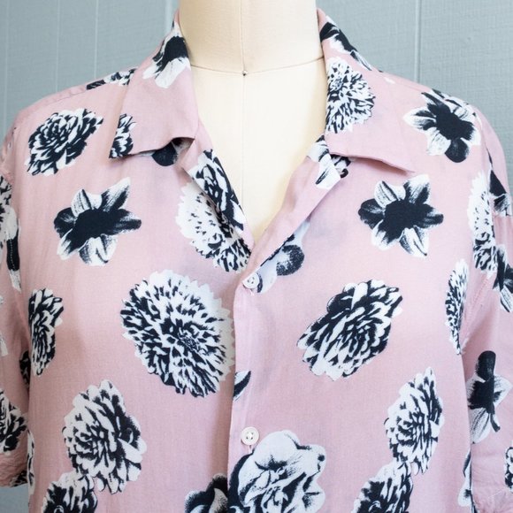 SANDRO Dusty Rose Pink Floral Print Short Sleeve - Picture 3 of 9